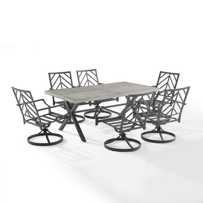 Crosley Furniture - Otto 7Pc Outdoor Dining Set Gray/Matte Black - Table & 6 Swivel Chairs - KO60062MB-GY veiw 7