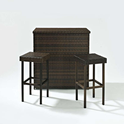 Crosley Furniture - Palm Harbor 3 Piece Outdoor Wicker Bar Set - Table & Two Stools - KO70009BR_CLOSEOUT veiw 2