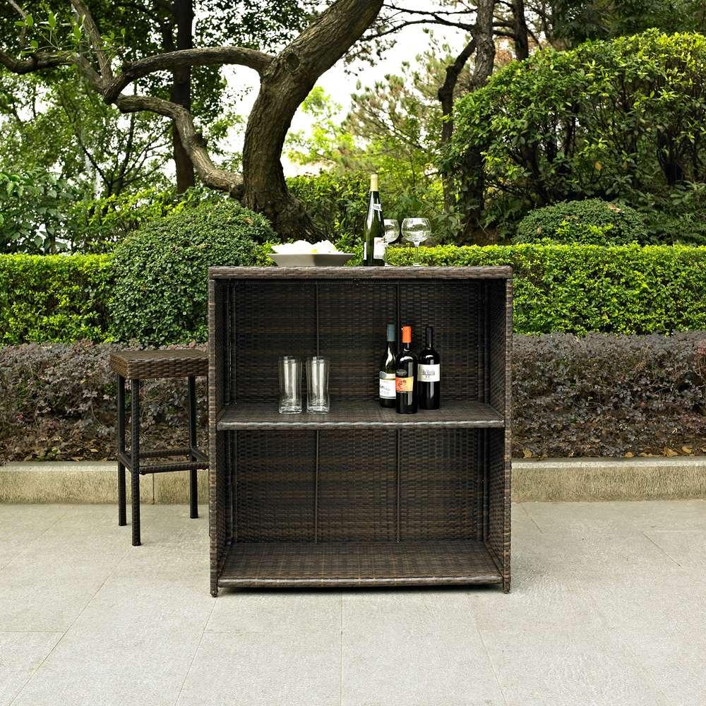Crosley Furniture - Palm Harbor 3 Piece Outdoor Wicker Bar Set - Table & Two Stools - KO70009BR_CLOSEOUT veiw 3