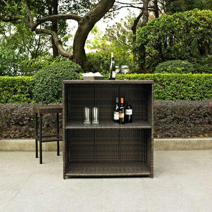 Crosley Furniture - Palm Harbor 3 Piece Outdoor Wicker Bar Set - Table & Two Stools - KO70009BR_CLOSEOUT veiw 3