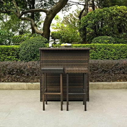 Crosley Furniture - Palm Harbor 3 Piece Outdoor Wicker Bar Set - Table & Two Stools - KO70009BR_CLOSEOUT veiw 5