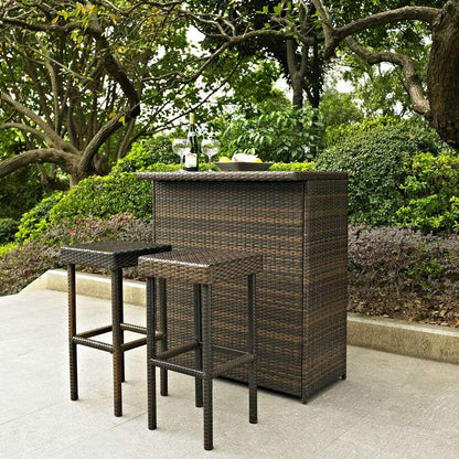 Crosley Furniture - Palm Harbor 3 Piece Outdoor Wicker Bar Set - Table & Two Stools - KO70009BR_CLOSEOUT veiw 6