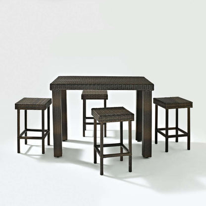 Crosley Furniture - Palm Harbor 5 Piece Outdoor Wicker High Dining Set - Table & Four Stools - KO70010BR_CLOSEOUT veiw 1