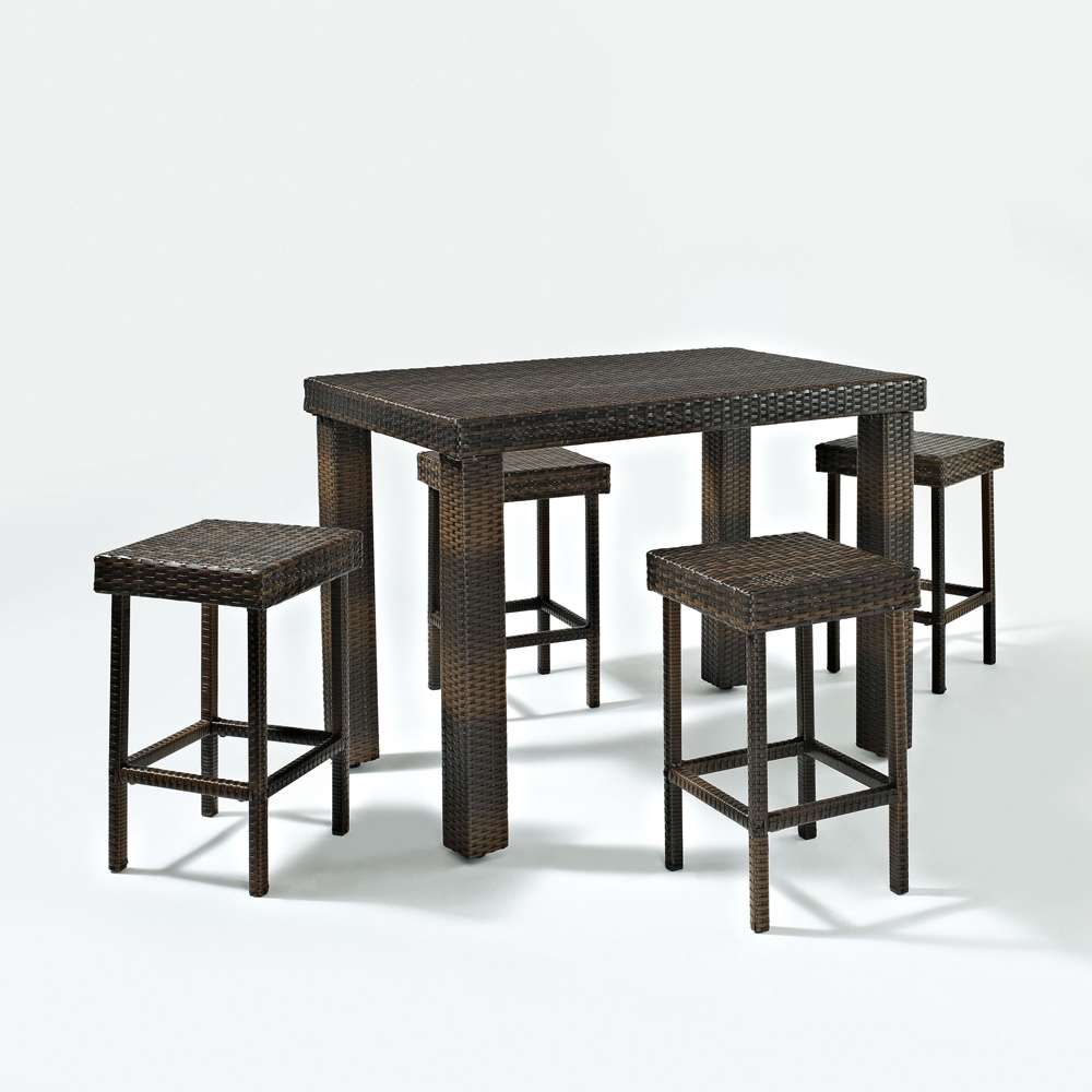 Crosley Furniture - Palm Harbor 5 Piece Outdoor Wicker High Dining Set - Table & Four Stools - KO70010BR_CLOSEOUT veiw 2