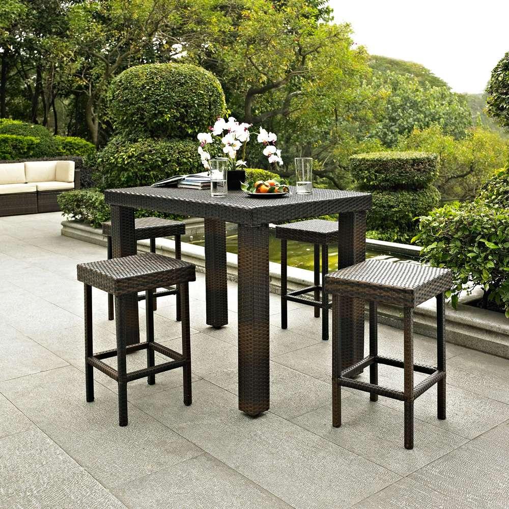 Crosley Furniture - Palm Harbor 5 Piece Outdoor Wicker High Dining Set - Table & Four Stools - KO70010BR_CLOSEOUT veiw 4