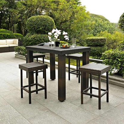 Crosley Furniture - Palm Harbor 5 Piece Outdoor Wicker High Dining Set - Table & Four Stools - KO70010BR_CLOSEOUT veiw 4