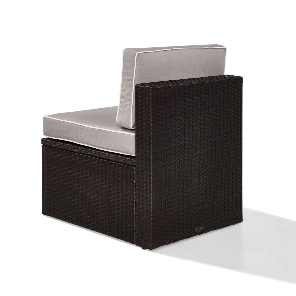 Crosley Furniture - Palm Harbor Outdoor Wicker Center Chair in Brown With Gray Cushions - KO70090BR-GY_CLOSEOUT veiw 5