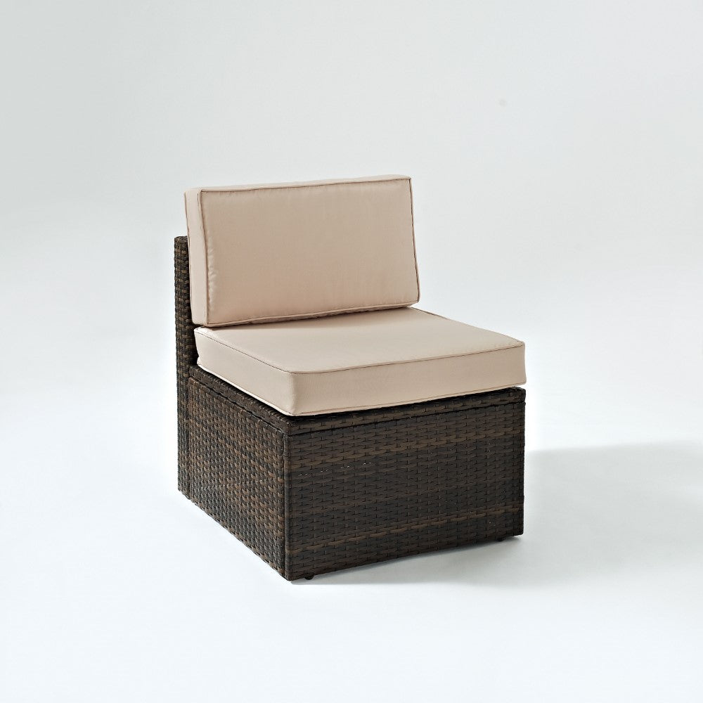 Crosley Furniture - Palm Harbor Outdoor Wicker Center Chair in Brown With Sand Cushions - KO70090BR-SA_CLOSEOUT veiw 1