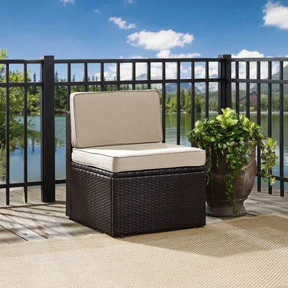 Crosley Furniture - Palm Harbor Outdoor Wicker Center Chair in Brown With Sand Cushions - KO70090BR-SA_CLOSEOUT veiw 2