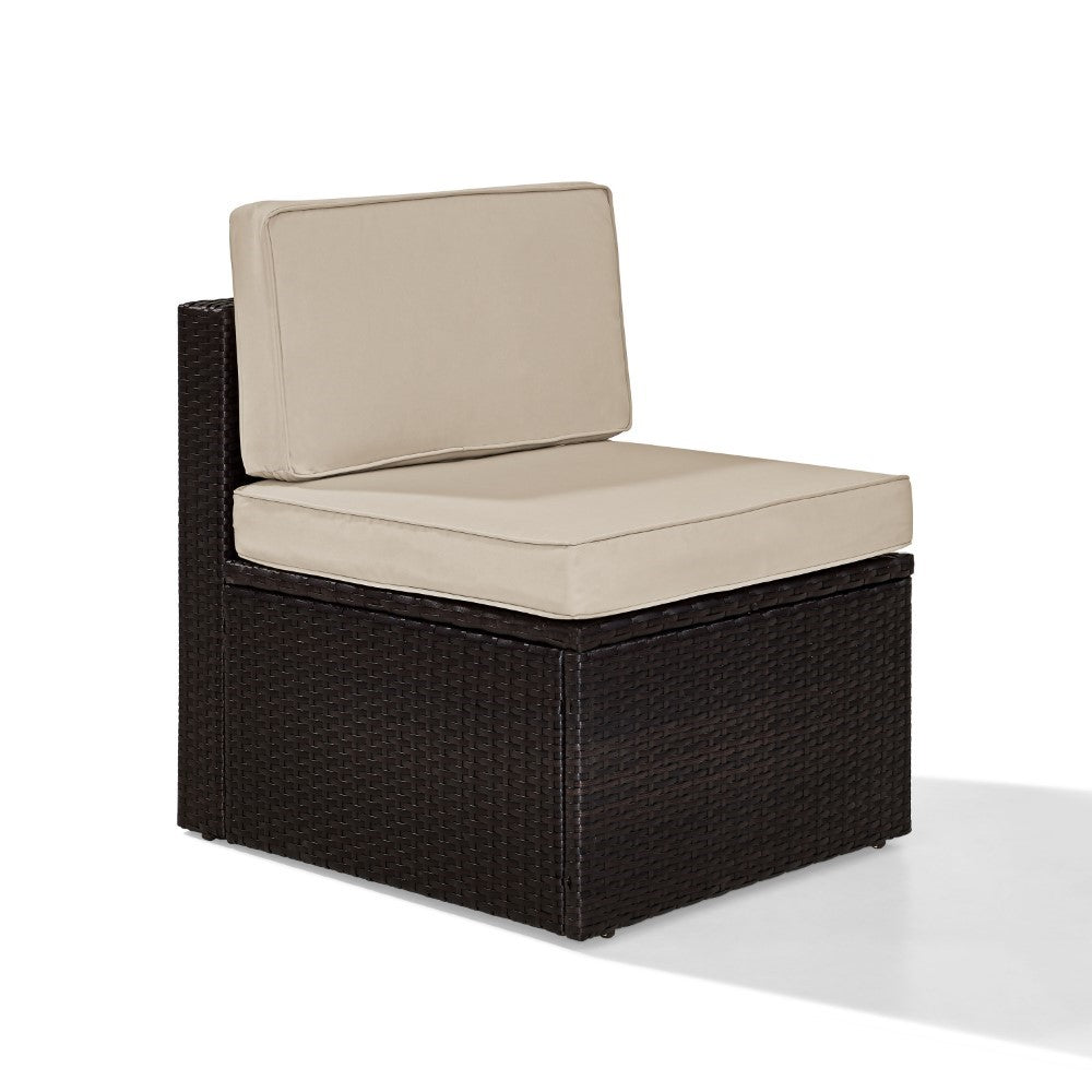 Crosley Furniture - Palm Harbor Outdoor Wicker Center Chair in Brown With Sand Cushions - KO70090BR-SA_CLOSEOUT veiw 3