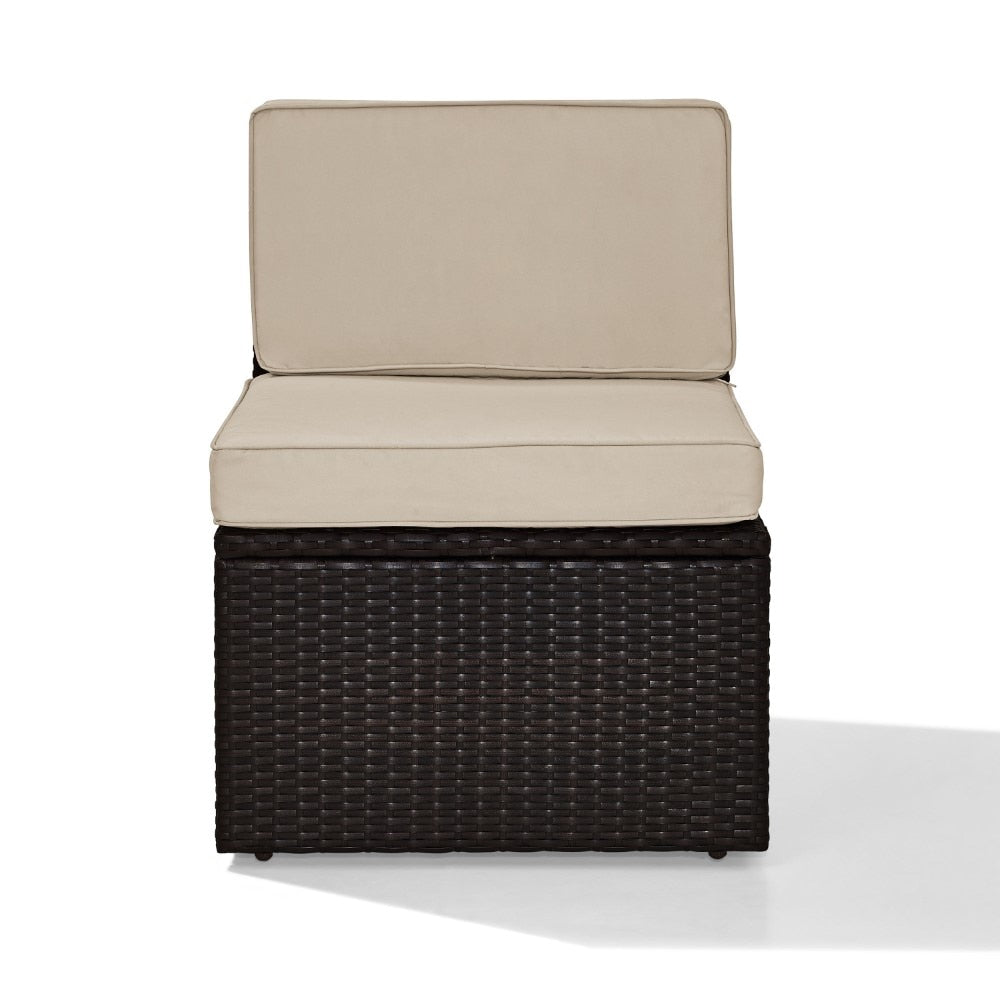 Crosley Furniture - Palm Harbor Outdoor Wicker Center Chair in Brown With Sand Cushions - KO70090BR-SA_CLOSEOUT veiw 4
