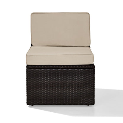 Crosley Furniture - Palm Harbor Outdoor Wicker Center Chair in Brown With Sand Cushions - KO70090BR-SA_CLOSEOUT veiw 4