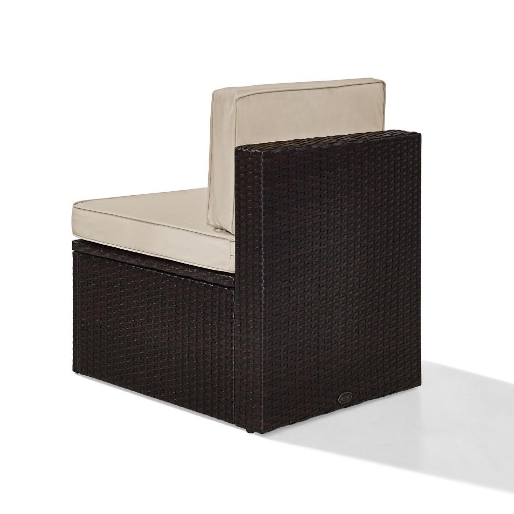 Crosley Furniture - Palm Harbor Outdoor Wicker Center Chair in Brown With Sand Cushions - KO70090BR-SA_CLOSEOUT veiw 5