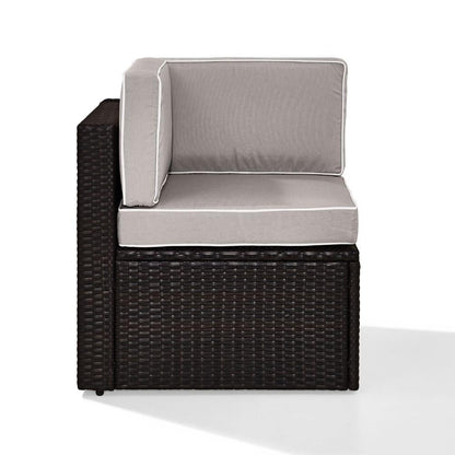 Crosley Furniture - Palm Harbor Outdoor Wicker Corner Chair in Brown With Gray Cushions - KO70089BR-GY_CLOSEOUT veiw 4