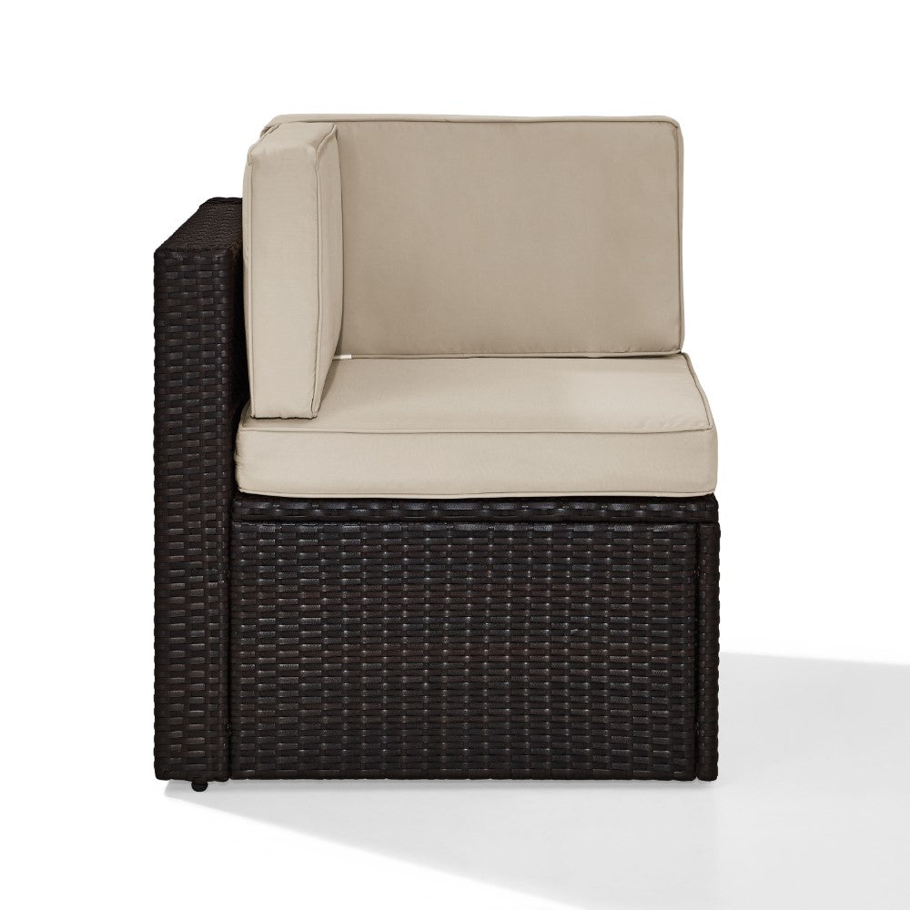 Crosley Furniture - Palm Harbor Outdoor Wicker Corner Chair in Brown With Sand Cushions - KO70089BR-SA_CLOSEOUT veiw 4