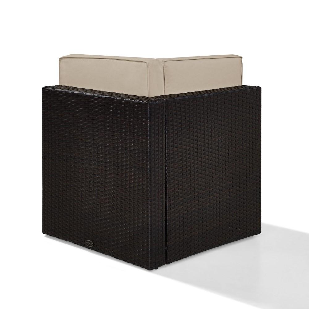 Crosley Furniture - Palm Harbor Outdoor Wicker Corner Chair in Brown With Sand Cushions - KO70089BR-SA_CLOSEOUT veiw 5