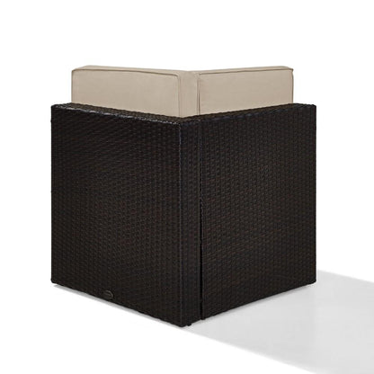 Crosley Furniture - Palm Harbor Outdoor Wicker Corner Chair in Brown With Sand Cushions - KO70089BR-SA_CLOSEOUT veiw 5