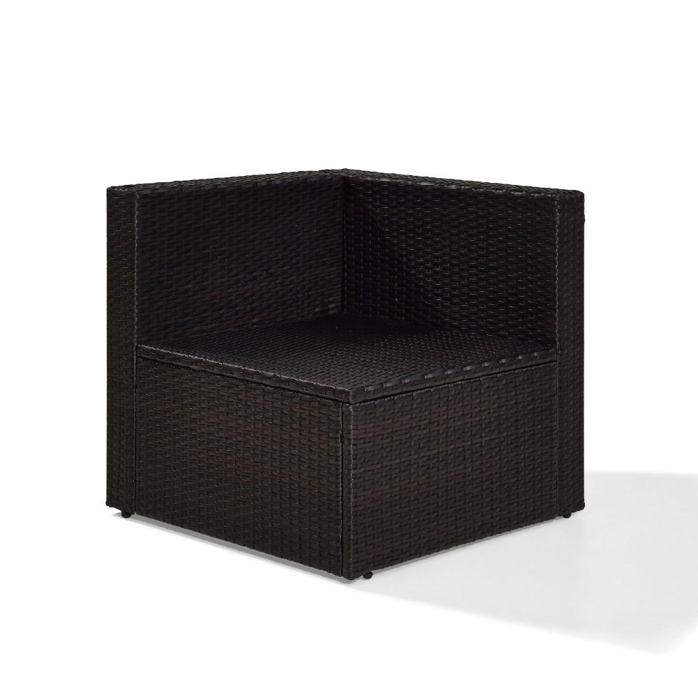 Crosley Furniture - Palm Harbor Outdoor Wicker Corner Chair in Brown With Sand Cushions - KO70089BR-SA_CLOSEOUT veiw 6