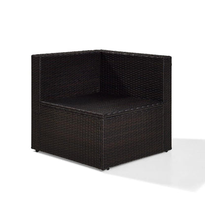 Crosley Furniture - Palm Harbor Outdoor Wicker Corner Chair in Brown With Sand Cushions - KO70089BR-SA_CLOSEOUT veiw 6