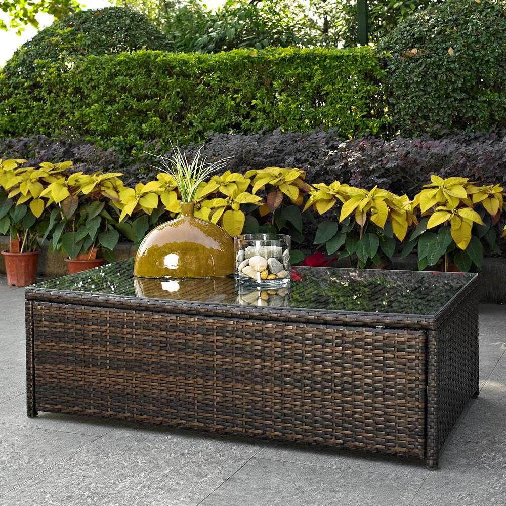 Crosley Furniture - Palm Harbor Outdoor Wicker Glass Top Table - CO7201-BR veiw 2