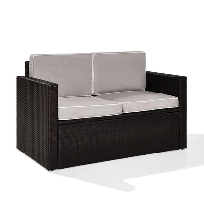 Crosley Furniture - Palm Harbor Outdoor Wicker Loveseat in Brown With Gray Cushions - KO70092BR-GY_CLOSEOUT veiw 3