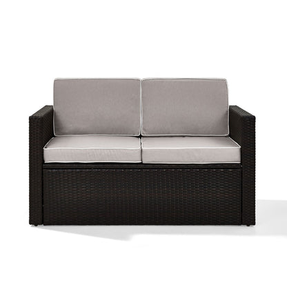 Crosley Furniture - Palm Harbor Outdoor Wicker Loveseat in Brown With Gray Cushions - KO70092BR-GY_CLOSEOUT veiw 4