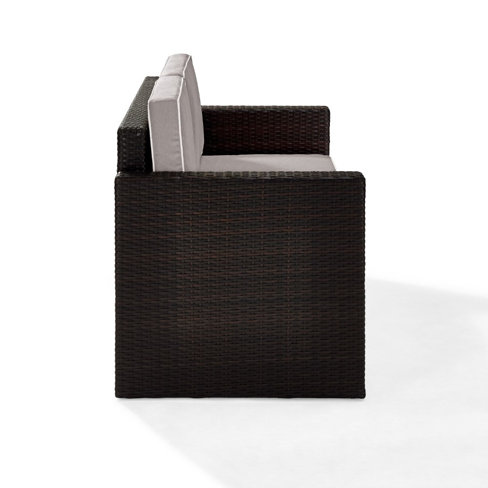 Crosley Furniture - Palm Harbor Outdoor Wicker Loveseat in Brown With Gray Cushions - KO70092BR-GY_CLOSEOUT veiw 5