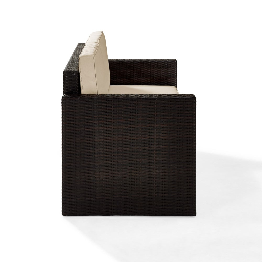 Crosley Furniture - Palm Harbor Outdoor Wicker Loveseat in Brown With Sand Cushions - KO70092BR-SA_CLOSEOUT veiw 5