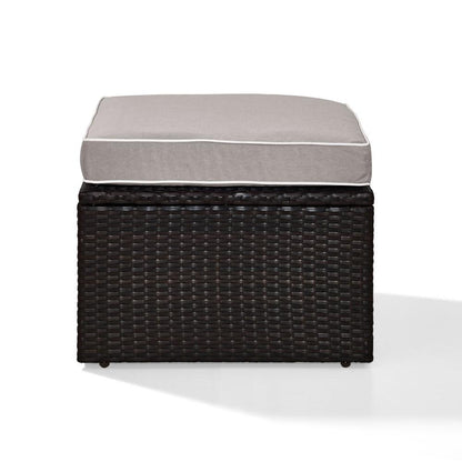 Crosley Furniture - Palm Harbor Outdoor Wicker Ottoman in Brown With Gray Cushions - KO70091BR-GY_CLOSEOUT veiw 4