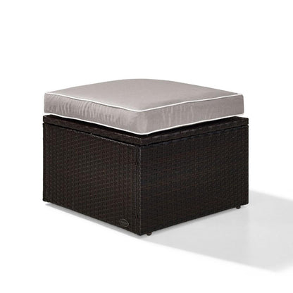 Crosley Furniture - Palm Harbor Outdoor Wicker Ottoman in Brown With Gray Cushions - KO70091BR-GY_CLOSEOUT veiw 5