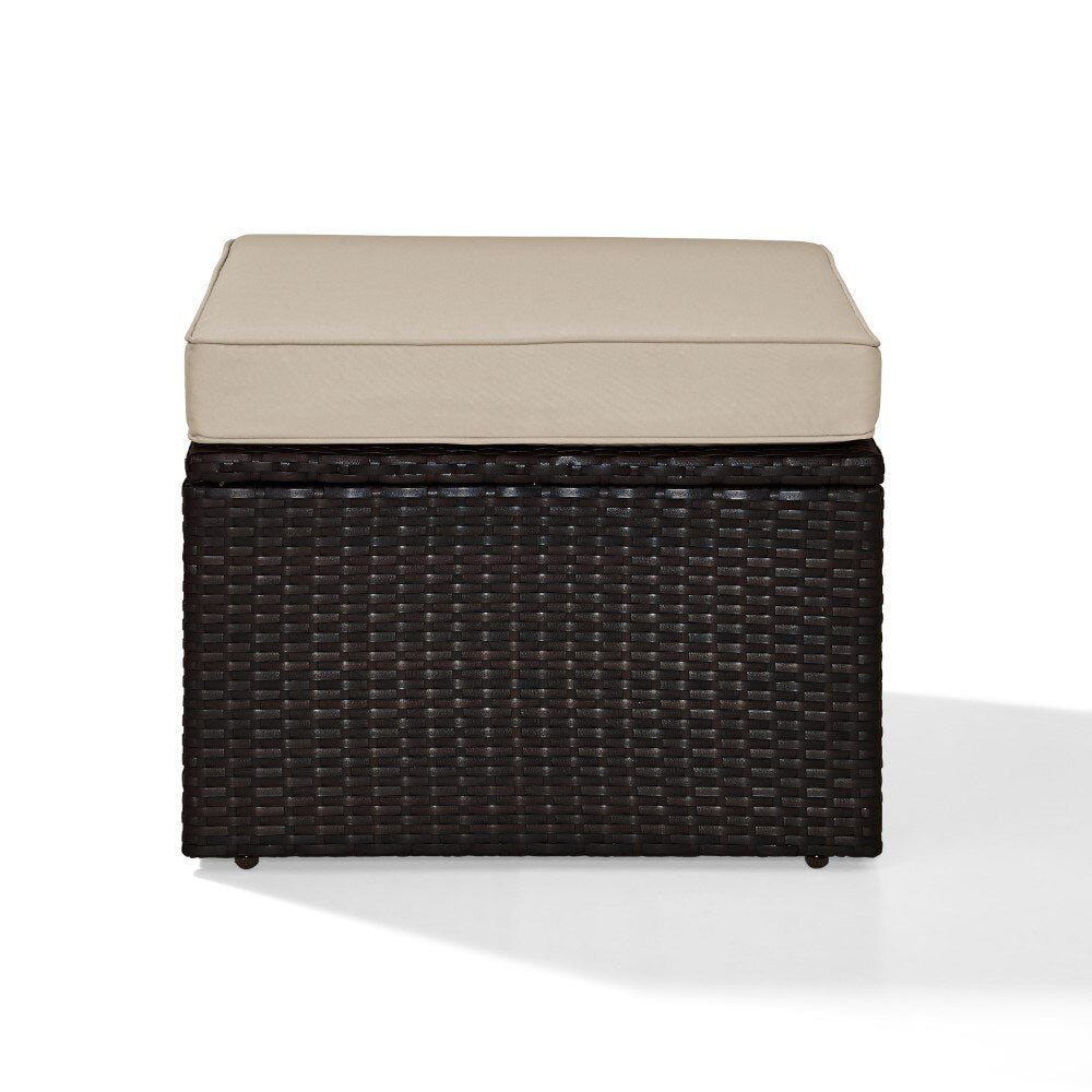 Crosley Furniture - Palm Harbor Outdoor Wicker Ottoman in Brown With Sand Cushions - KO70091BR-SA_CLOSEOUT veiw 4