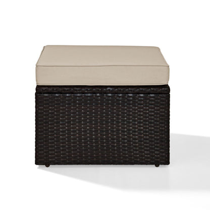 Crosley Furniture - Palm Harbor Outdoor Wicker Ottoman in Brown With Sand Cushions - KO70091BR-SA_CLOSEOUT veiw 4