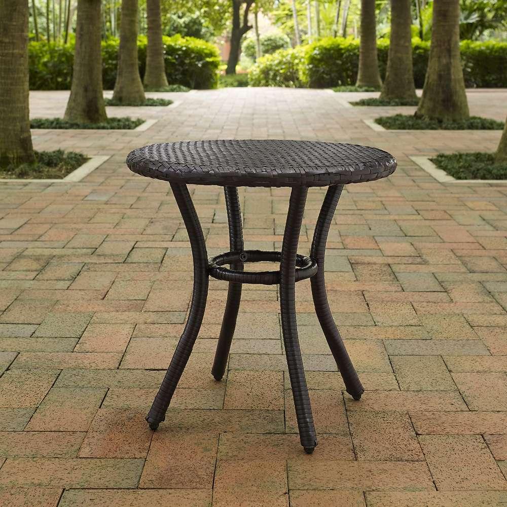 Crosley Furniture - Palm Harbor Outdoor Wicker Round Side Table in Brown - CO7217-BR veiw 1