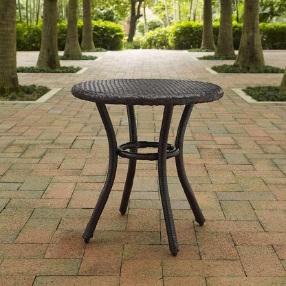 Crosley Furniture - Palm Harbor Outdoor Wicker Round Side Table in Brown - CO7217-BR veiw 1