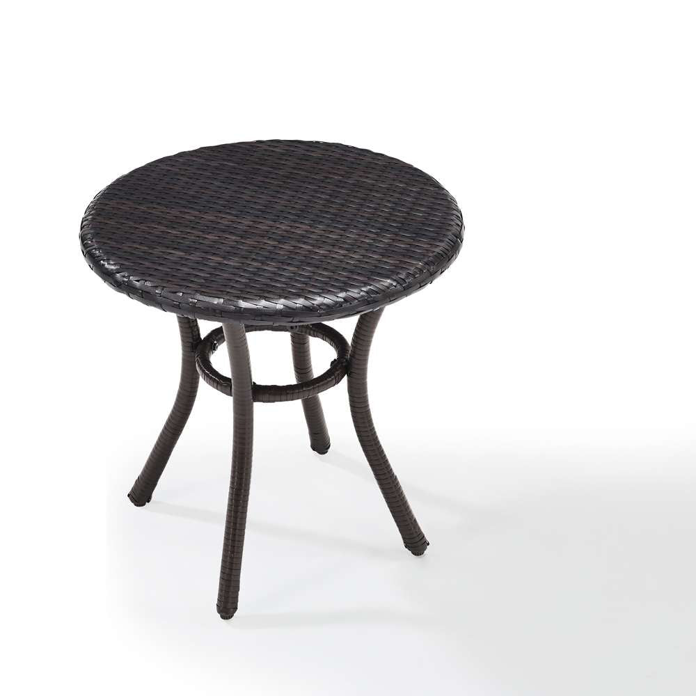 Crosley Furniture - Palm Harbor Outdoor Wicker Round Side Table in Brown - CO7217-BR veiw 2
