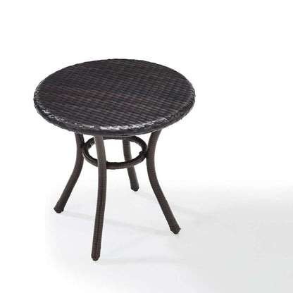 Crosley Furniture - Palm Harbor Outdoor Wicker Round Side Table in Brown - CO7217-BR veiw 2