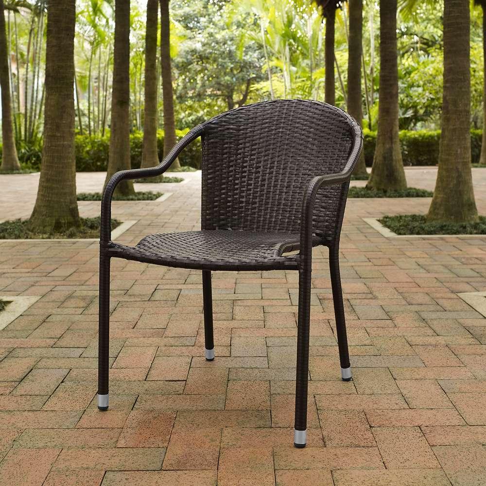 Crosley Furniture - Palm Harbor Outdoor Wicker Stackable Chairs Brown (Set of 4) - CO7109-BR_CLOSEOUT veiw 1