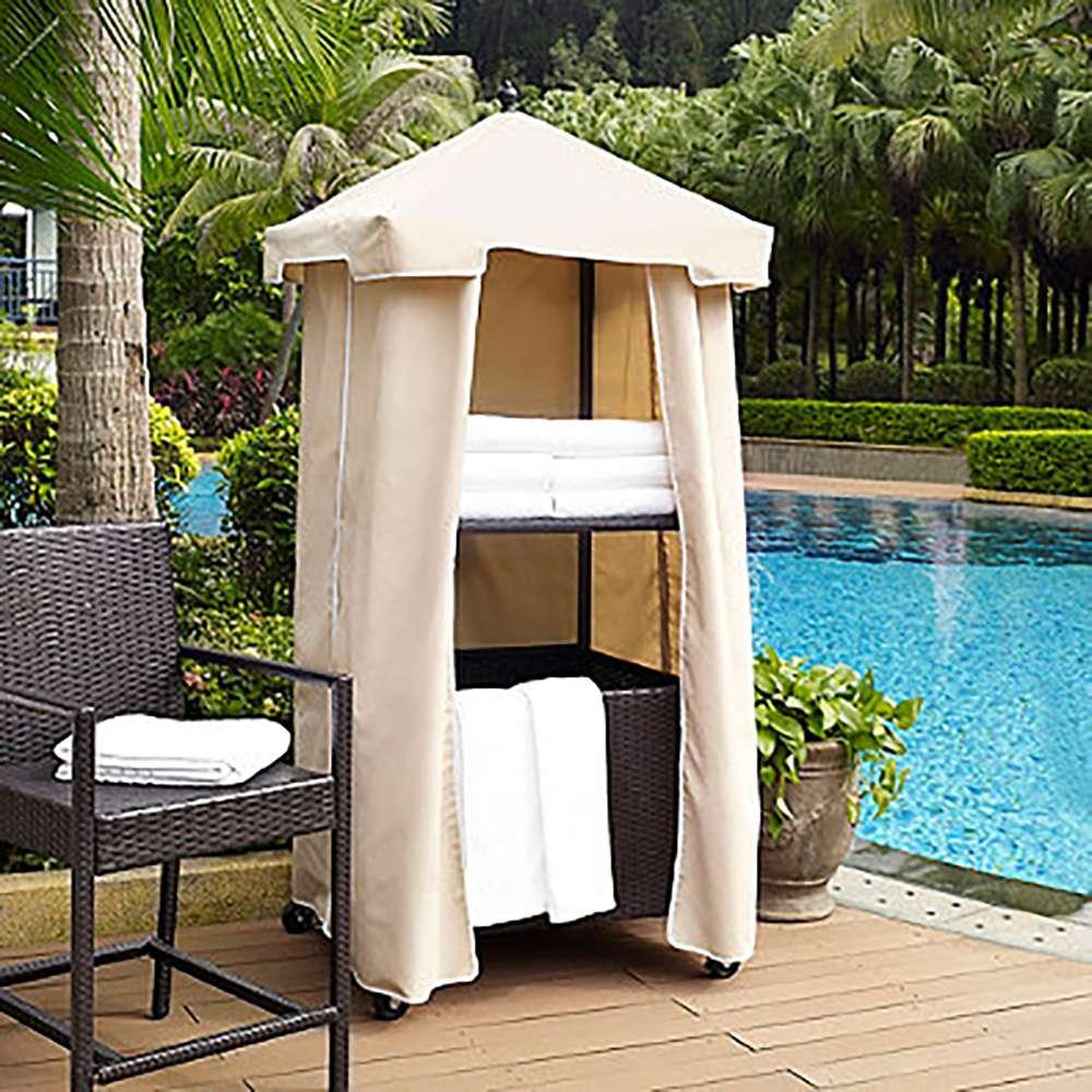 Crosley Furniture - Palm Harbor Outdoor Wicker Towel Valet with Sand Cover - CO7304-BR veiw 1