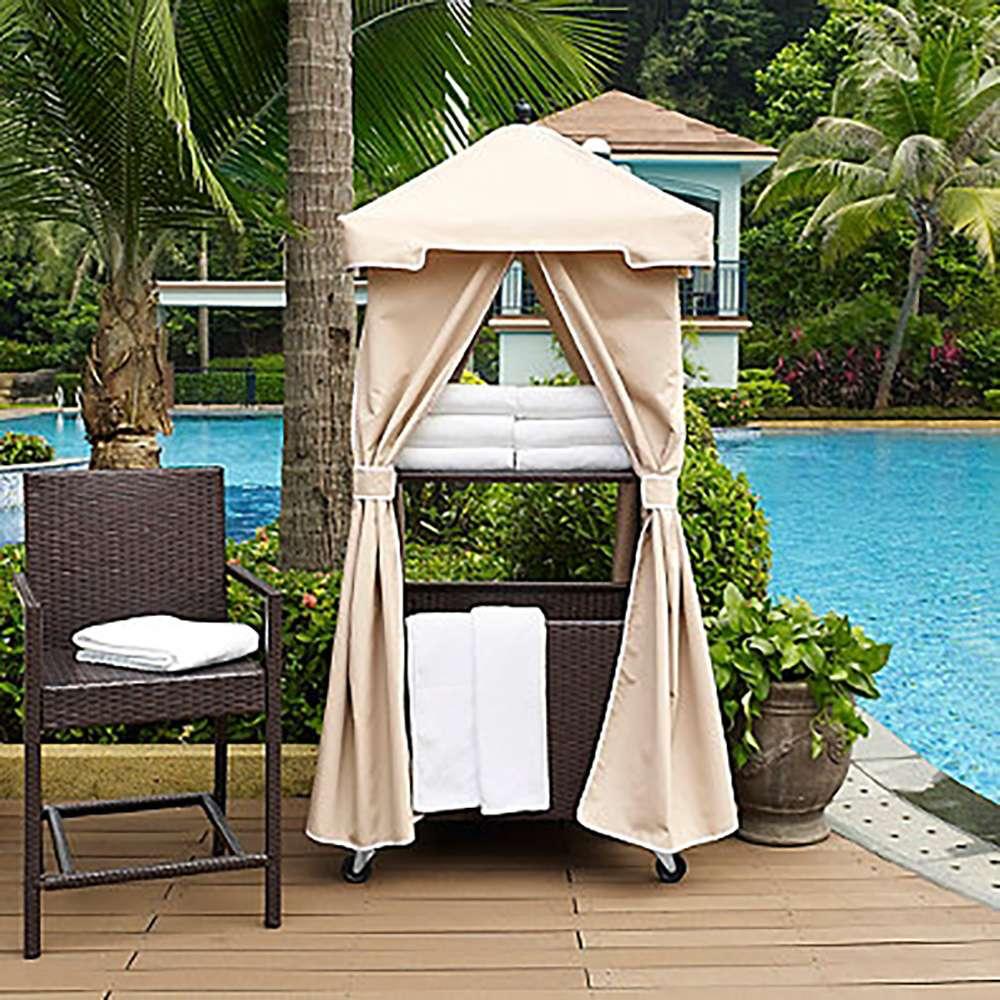 Crosley Furniture - Palm Harbor Outdoor Wicker Towel Valet with Sand Cover - CO7304-BR veiw 3