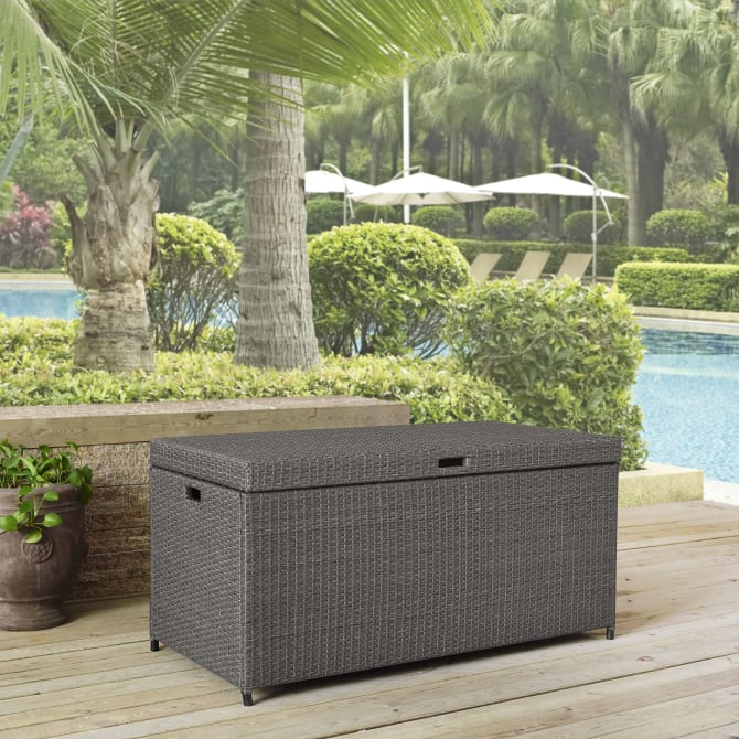 Crosley Furniture - Palm Harbor Wicker Storage Bin in Weathered Grey - CO7300-WG veiw 7