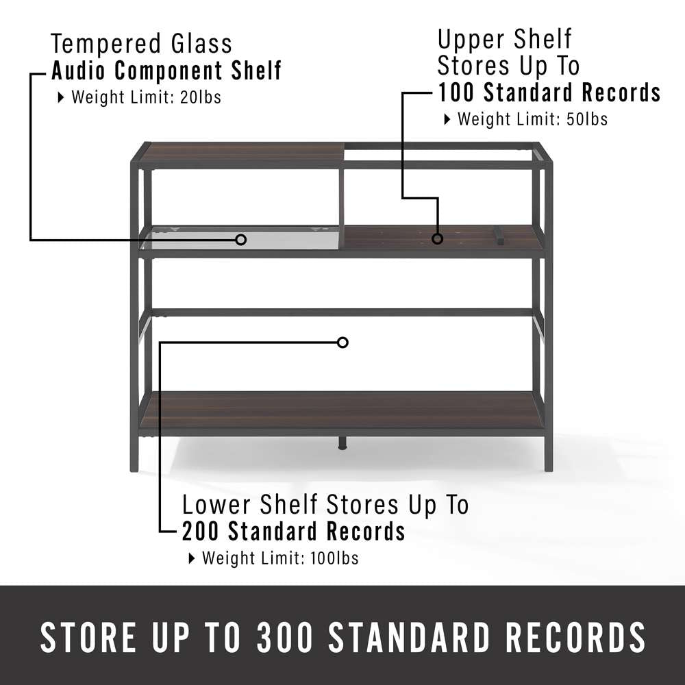 Crosley Furniture Provo Record Storage Console Matte Black/Brown - CF1143MB-BR veiw 4