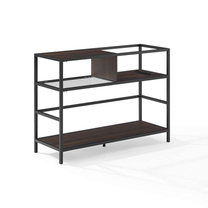 Crosley Furniture Provo Record Storage Console Matte Black/Brown - CF1143MB-BR veiw 8