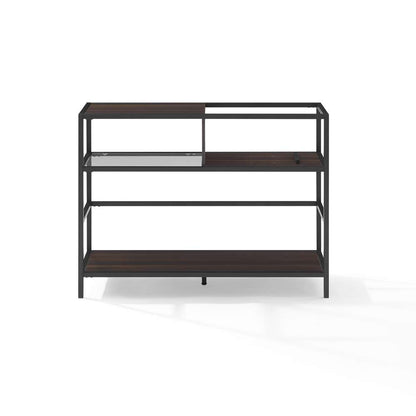 Crosley Furniture Provo Record Storage Console Matte Black/Brown - CF1143MB-BR veiw 9