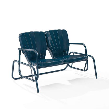Crosley Furniture - Ridgeland Outdoor Metal Loveseat Glider Navy Gloss - CO1032-NV view 2