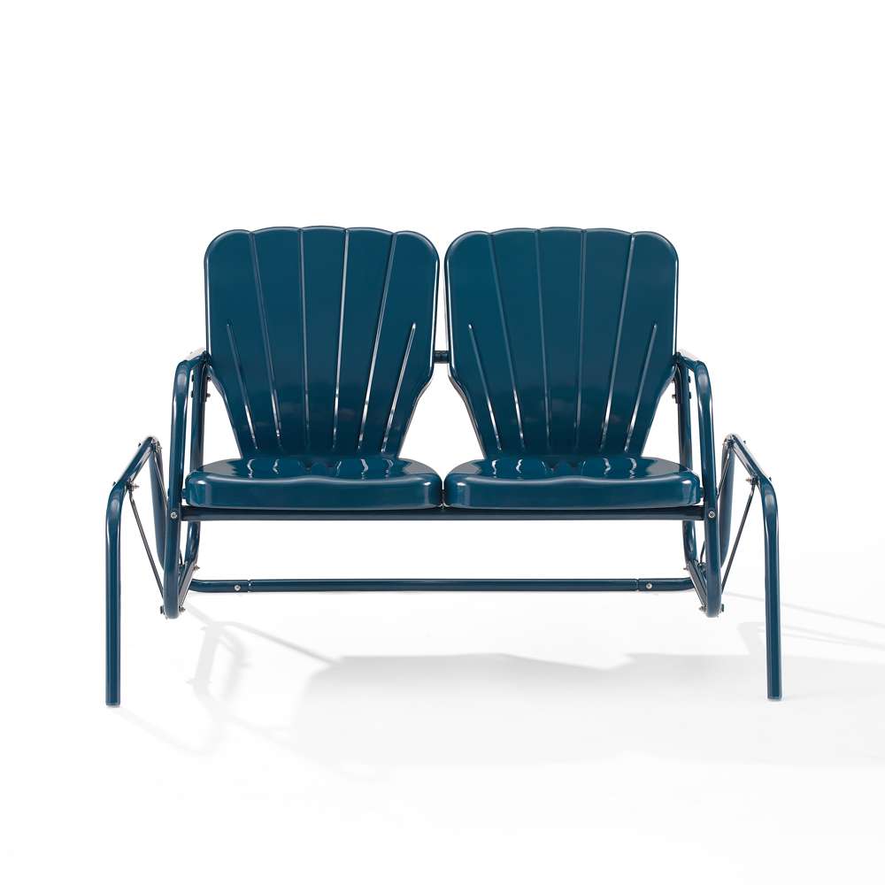 Crosley Furniture - Ridgeland Outdoor Metal Loveseat Glider Navy Gloss - CO1032-NV view 3