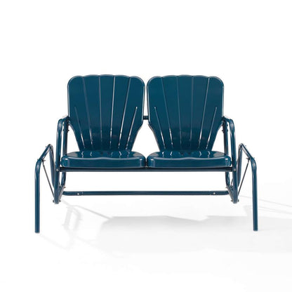 Crosley Furniture - Ridgeland Outdoor Metal Loveseat Glider Navy Gloss - CO1032-NV view 3