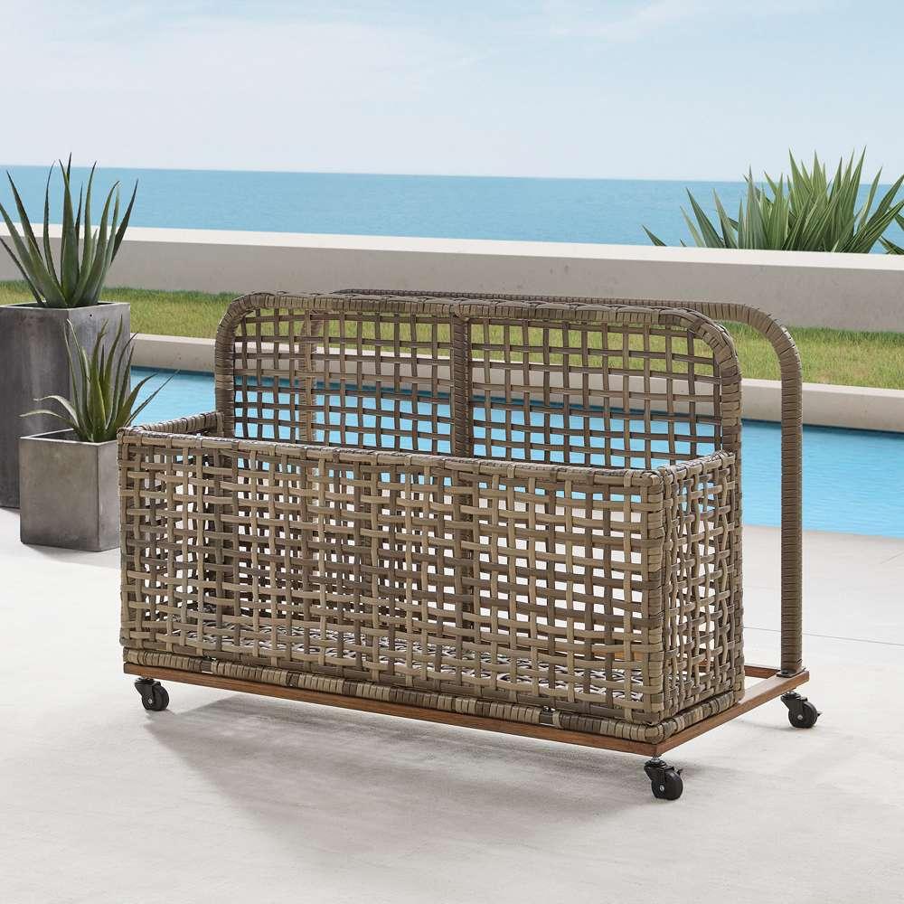 Crosley Furniture - Ridley Outdoor Wicker And Metal Pool Storage Caddy Distressed Gray/Brown - CO7308BR-GY veiw 1