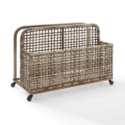 Crosley Furniture - Ridley Outdoor Wicker And Metal Pool Storage Caddy Distressed Gray/Brown - CO7308BR-GY veiw 2