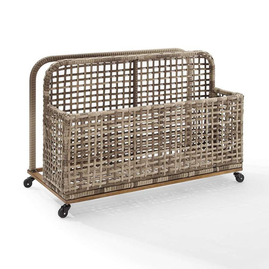 Crosley Furniture - Ridley Outdoor Wicker And Metal Pool Storage Caddy Distressed Gray/Brown - CO7308BR-GY veiw 2