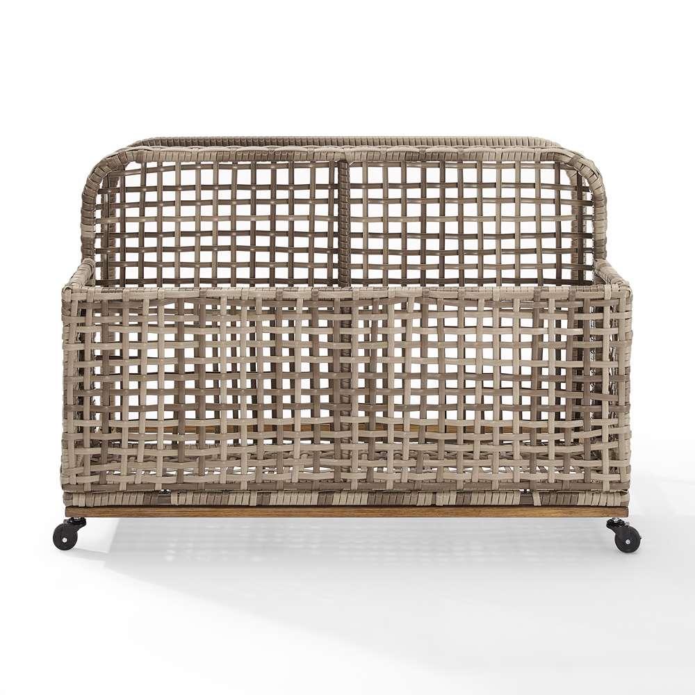 Crosley Furniture - Ridley Outdoor Wicker And Metal Pool Storage Caddy Distressed Gray/Brown - CO7308BR-GY veiw 3